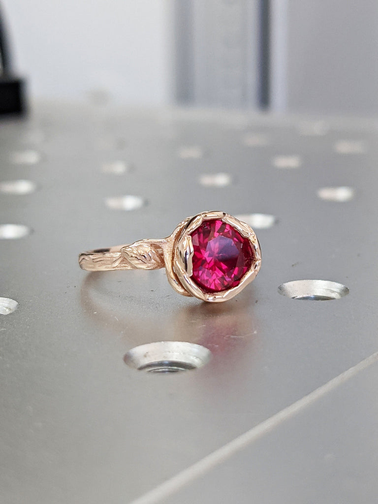 art nouveau ring, Ruby Flower Ring, Ruby Ring Rose Gold, Ruby Ring Band, Vintage Ruby Ring 14k Rose Gold floral Ruby Engagement Ring