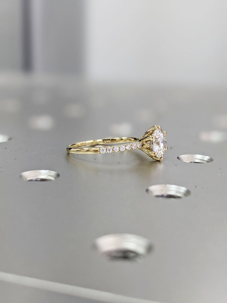 14K Solid Gold Rings/ 1CT Round Moissanite Engagement Ring/ Stacking Rings/ Promise Ring/ Moissanite Ring/ White Gold Ring For Women
