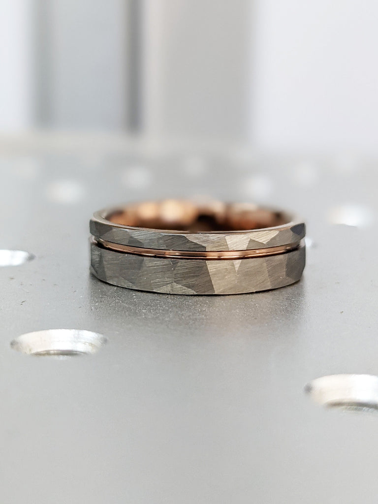 Hammered wedding Ring, Hammered Espresso Tungsten Wedding Band, Espresso Strip, Mens Ring, 6mm Tungsten carbide, Wedding Band, Brushed Ring