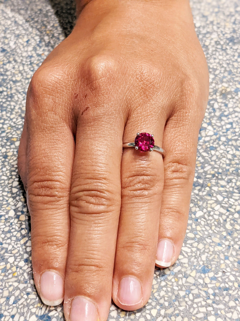 Ruby Ring, Unique Engagement Ring, Solitaire Ring, Round Ruby Ring, Ruby Jewelry, Classic Ruby Thin Ring Petite Classic Band, Delicate