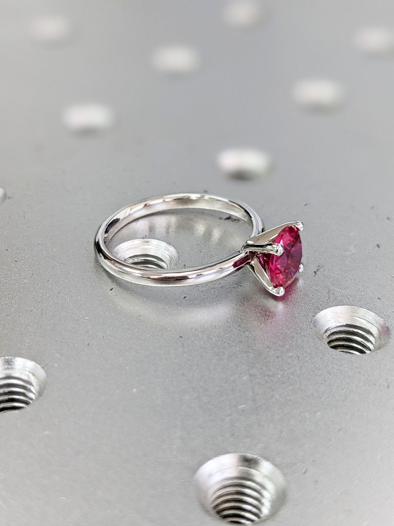 Ruby Ring, Unique Engagement Ring, Solitaire Ring, Round Ruby Ring, Ruby Jewelry, Classic Ruby Thin Ring Petite Classic Band, Delicate