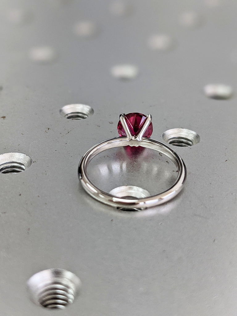 Ruby Ring, Unique Engagement Ring, Solitaire Ring, Round Ruby Ring, Ruby Jewelry, Classic Ruby Thin Ring Petite Classic Band, Delicate