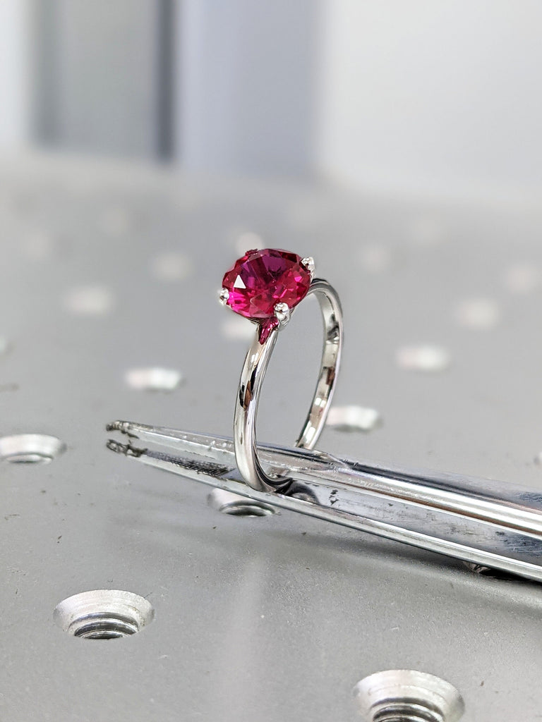 Ruby Ring, Unique Engagement Ring, Solitaire Ring, Round Ruby Ring, Ruby Jewelry, Classic Ruby Thin Ring Petite Classic Band, Delicate