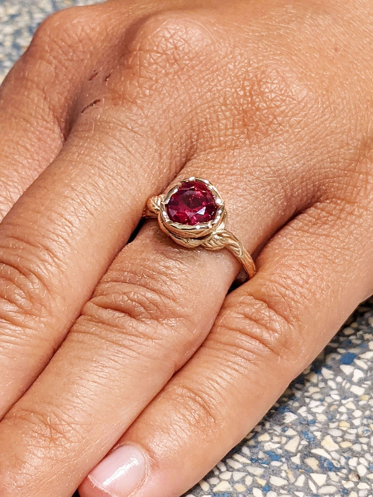 art nouveau ring, Ruby Flower Ring, Ruby Ring Rose Gold, Ruby Ring Band, Vintage Ruby Ring 14k Rose Gold floral Ruby Engagement Ring