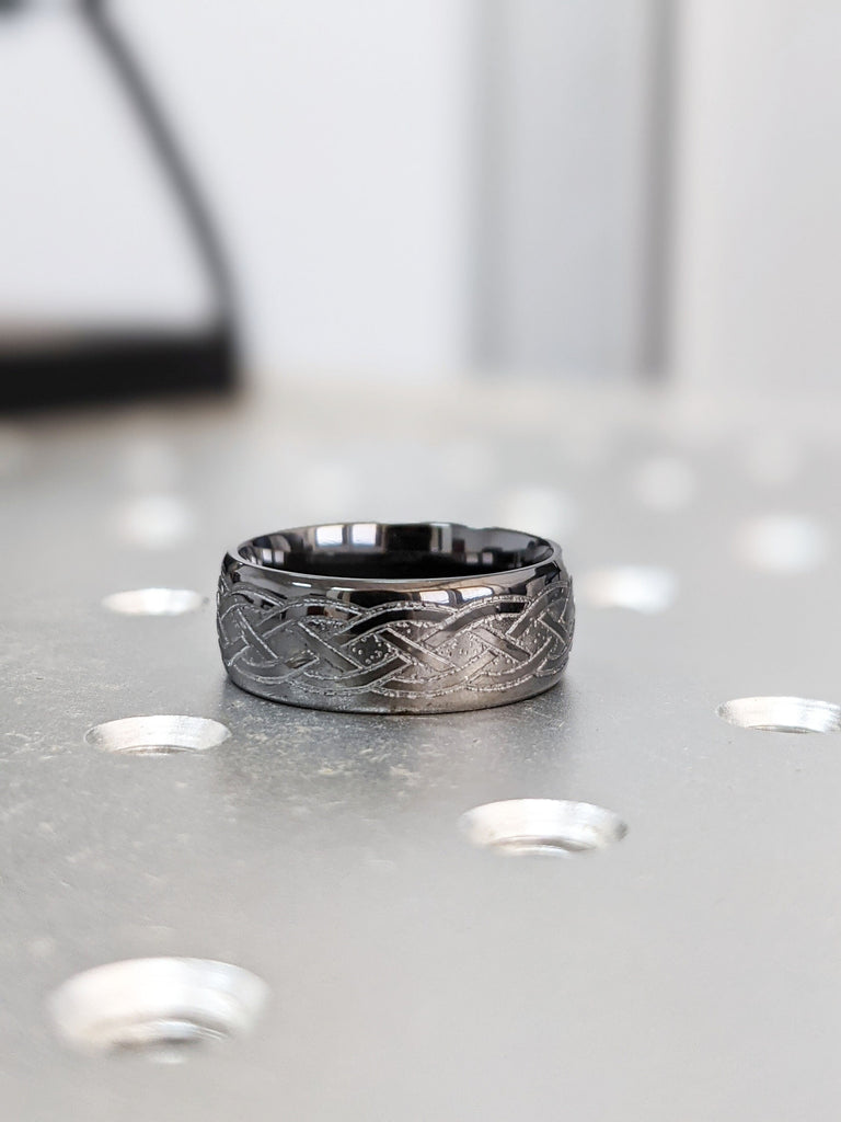 Black Zirconium Celtic Steel Celtic Knot Zirconium Ring Irish Ring, Celtic Ring, Celtic knotwork, Irish Jewelry, Celtic Ring, Trinity Knots