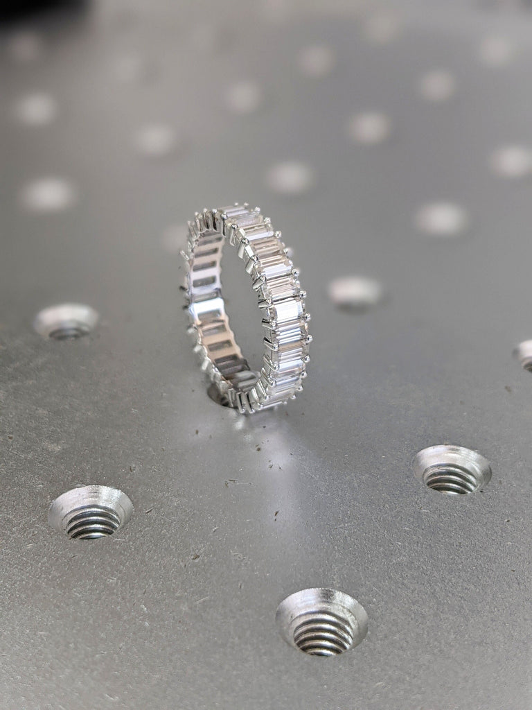 Emerald Cut Eternity Band, Emerald Eternity Ring, 3.15 ctw, 14k White Gold Eternity Ring, Emerald Cut Wedding Band, Eternity Engagement Ring