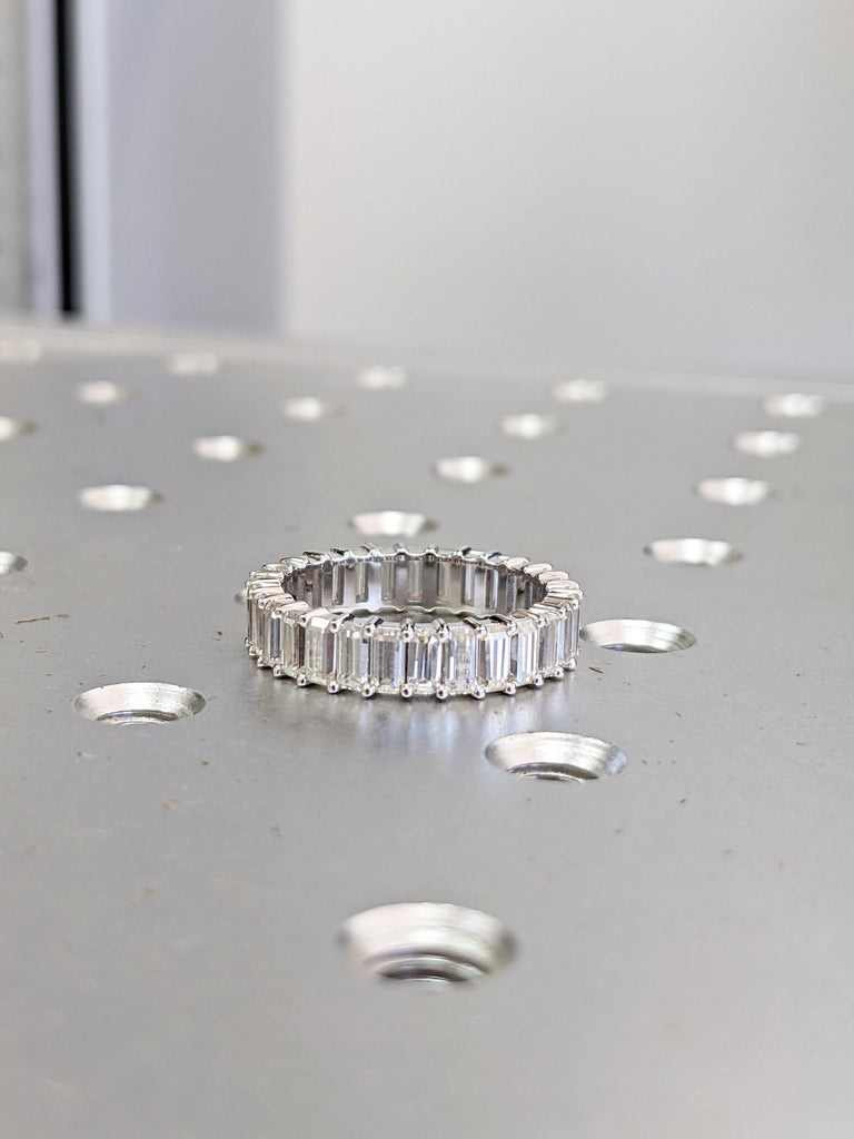 Emerald Cut Eternity Band, Emerald Eternity Ring, 3.15 ctw, 14k White Gold Eternity Ring, Emerald Cut Wedding Band, Eternity Engagement Ring