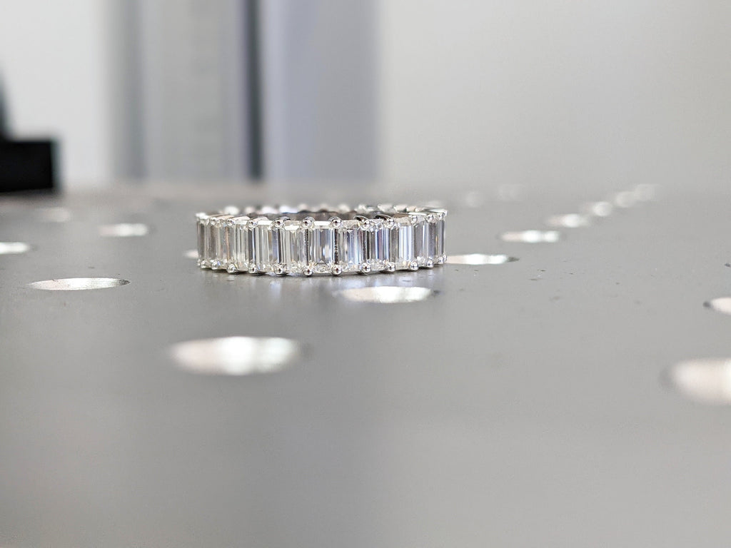 Emerald Cut Eternity Band, Emerald Eternity Ring, 3.15 ctw, 14k White Gold Eternity Ring, Emerald Cut Wedding Band, Eternity Engagement Ring