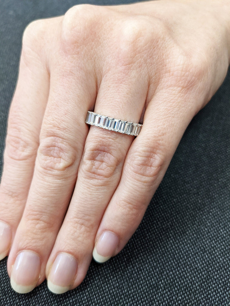 Emerald Cut Eternity Band, Emerald Eternity Ring, 3.15 ctw, 14k White Gold Eternity Ring, Emerald Cut Wedding Band, Eternity Engagement Ring