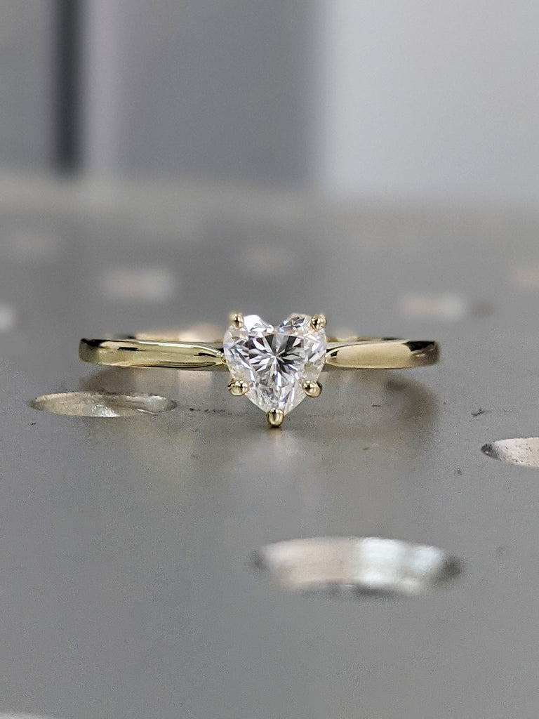 14K Solid Gold Engagement Ring 0.5CT Heart Moissanite Diamond Wedding Ring/Moissanite Engagement Ring/Stack Ring/Promise ring/Yellow gold