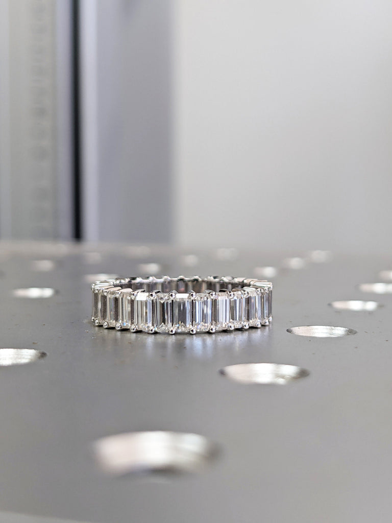 Emerald Cut Eternity Band, Emerald Eternity Ring, 3.15 ctw, 14k White Gold Eternity Ring, Emerald Cut Wedding Band, Eternity Engagement Ring