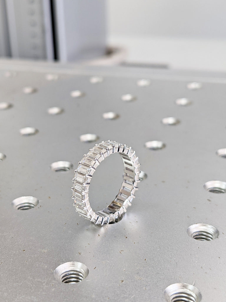 Emerald Cut Eternity Band, Emerald Eternity Ring, 3.15 ctw, 14k White Gold Eternity Ring, Emerald Cut Wedding Band, Eternity Engagement Ring