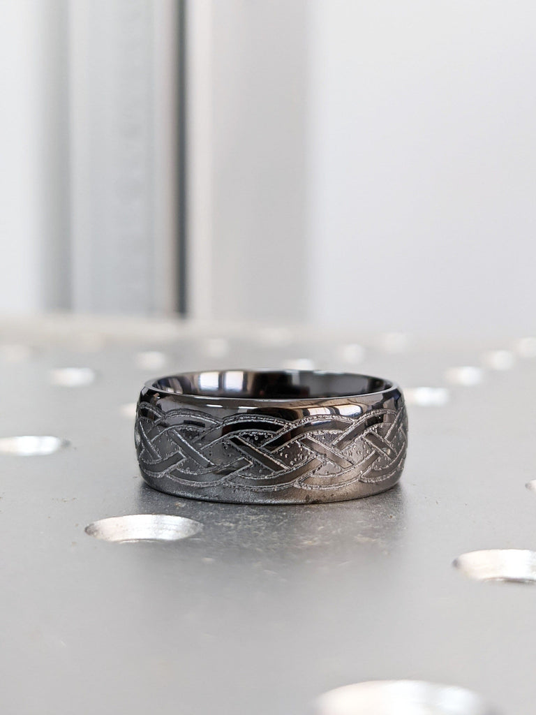 Black Zirconium Celtic Steel Celtic Knot Zirconium Ring Irish Ring, Celtic Ring, Celtic knotwork, Irish Jewelry, Celtic Ring, Trinity Knots