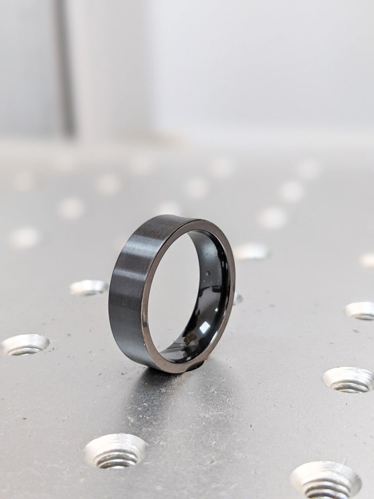 Black Zirconium Ring Traditional Style Band Made / Flat Black Zirconium Ring / 6mm Simple Ring For Him