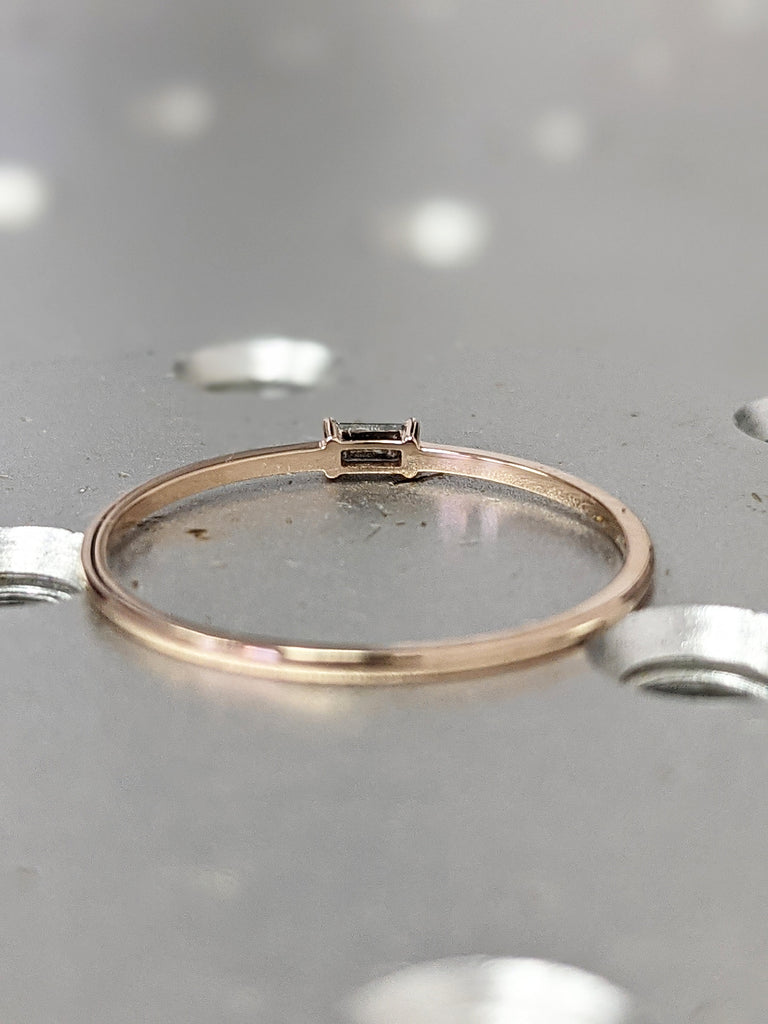 Black Diamond Stackable Ring / Minimalist Ring / Stacking Ring / SOLID Rose Gold Ring / Dark Salt And Pepper Diamond / Black Diamond Ring