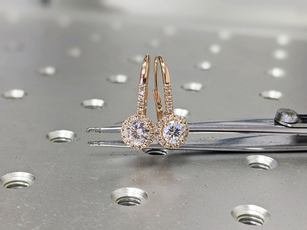 Halo Stud Earring in 14k white/yellow or rose gold , White Gold Halo Earring, Moissanite Earrings, Diamond Earring Bridal Jewelry