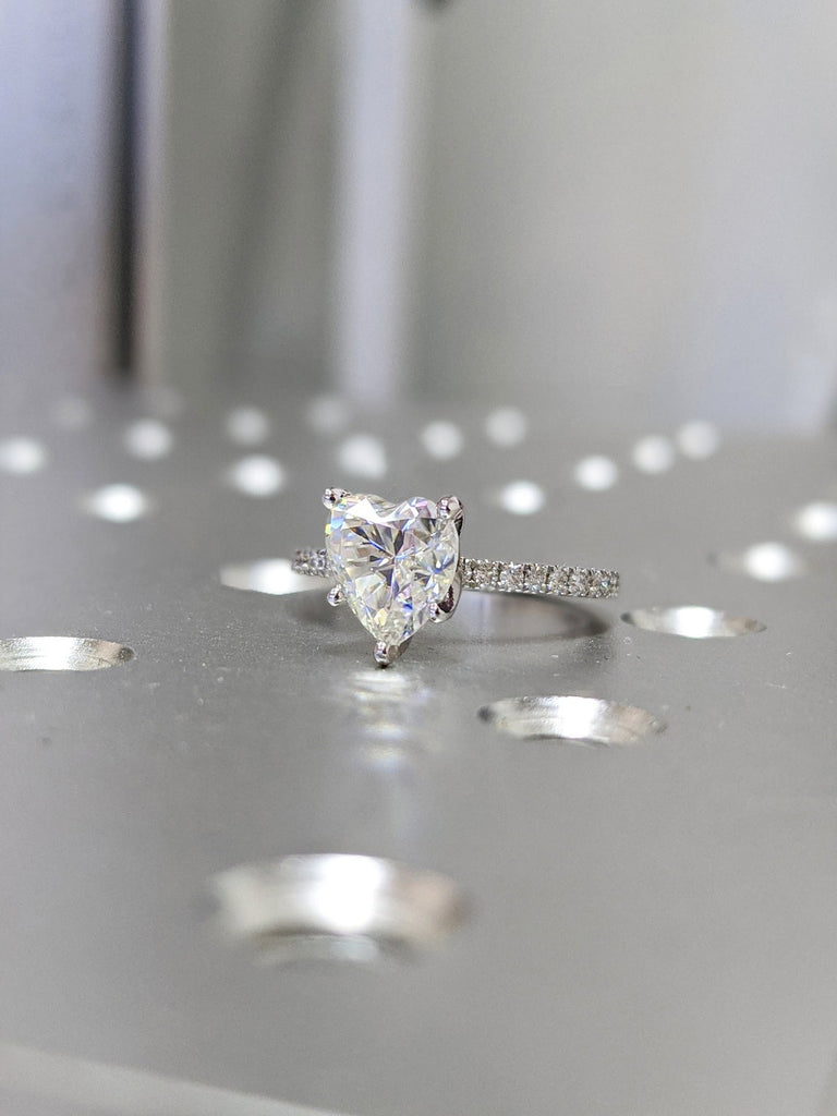 14K Solid Gold Engagement Ring /1.5CT Heart Moissanite Wedding Ring/Moissanite Engagement Ring/Stack Ring/Promise ring/Rose gold
