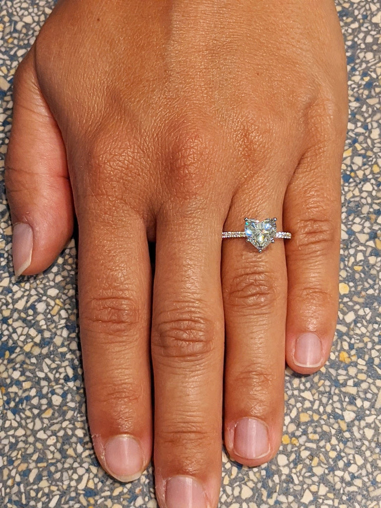 14K Solid Gold Engagement Ring /1.5CT Heart Moissanite Wedding Ring/Moissanite Engagement Ring/Stack Ring/Promise ring/Rose gold