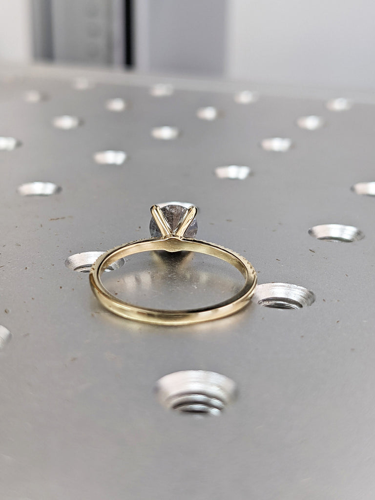 Salt and pepper Diamond engagement ring vintage wedding ring solitaire pave ring unique rose gold diamond art deco Wedding anniversary ring