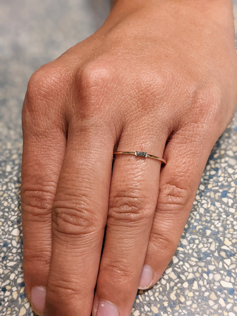 Black Diamond Stackable Ring / Minimalist Ring / Stacking Ring / SOLID Rose Gold Ring / Dark Salt And Pepper Diamond / Black Diamond Ring