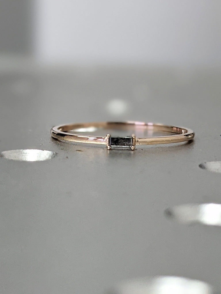 Salt and Pepper Diamond baguette ring. Diamond stacking ring. Gold stacking ring Stacking ring Gold and diamond stacking Dainty diamond ring