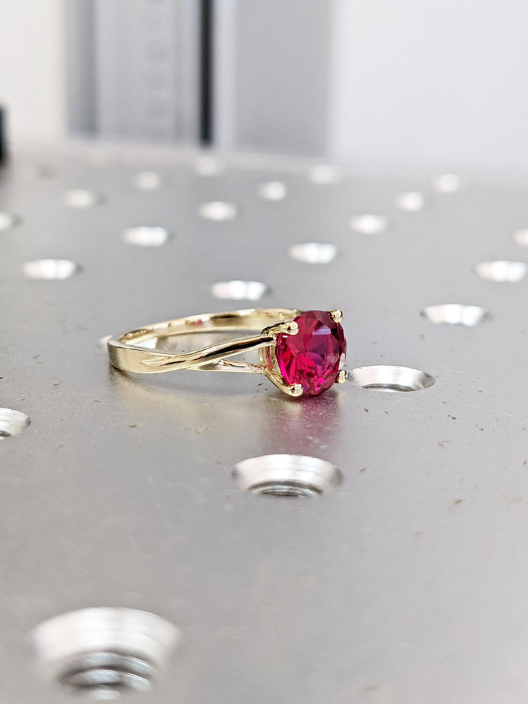 14k Gold Ruby Engagement Ring, Twisted Ruby Ring, Unique Ruby Ring, Nature Inspired Ruby Engagement Ring, 1ct Ruby Ring