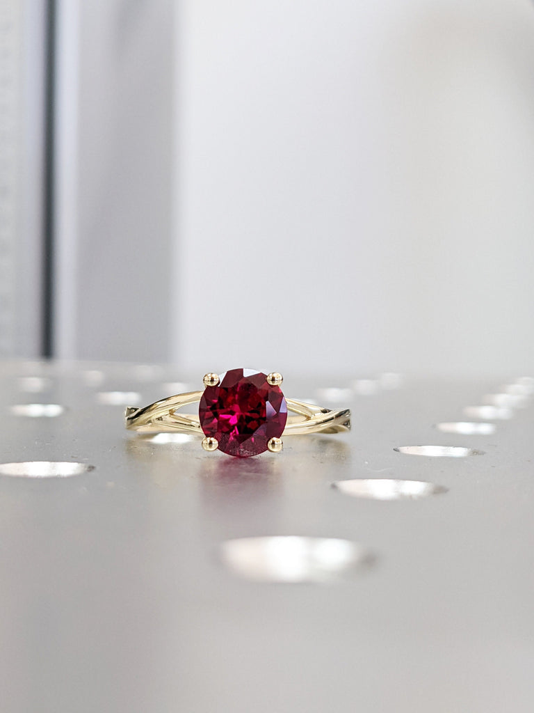 14k Gold Ruby Engagement Ring, Twisted Ruby Ring, Unique Ruby Ring, Nature Inspired Ruby Engagement Ring, 1ct Ruby Ring