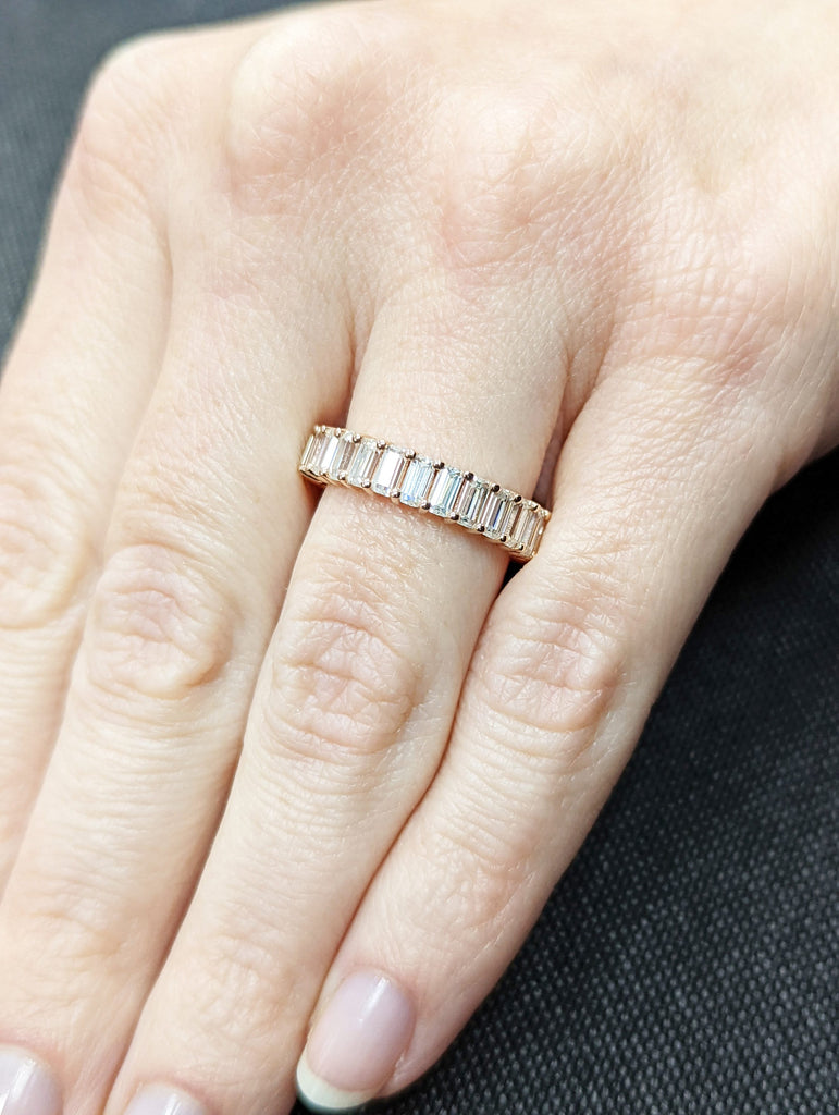 Petite Emerald Cut Diamond Simulant Eternity Band, rose gold, Diamond Simulant band, Eternity Ring, Diamond Ring, Emerald Moissanite