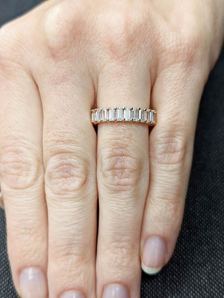 Petite Emerald Cut Diamond Simulant Eternity Band, rose gold, Diamond Simulant band, Eternity Ring, Diamond Ring, Emerald Moissanite