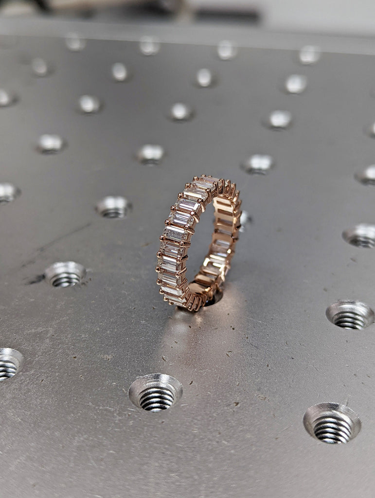 Petite Emerald Cut Diamond Simulant Eternity Band, rose gold, Diamond Simulant band, Eternity Ring, Diamond Ring, Emerald Moissanite