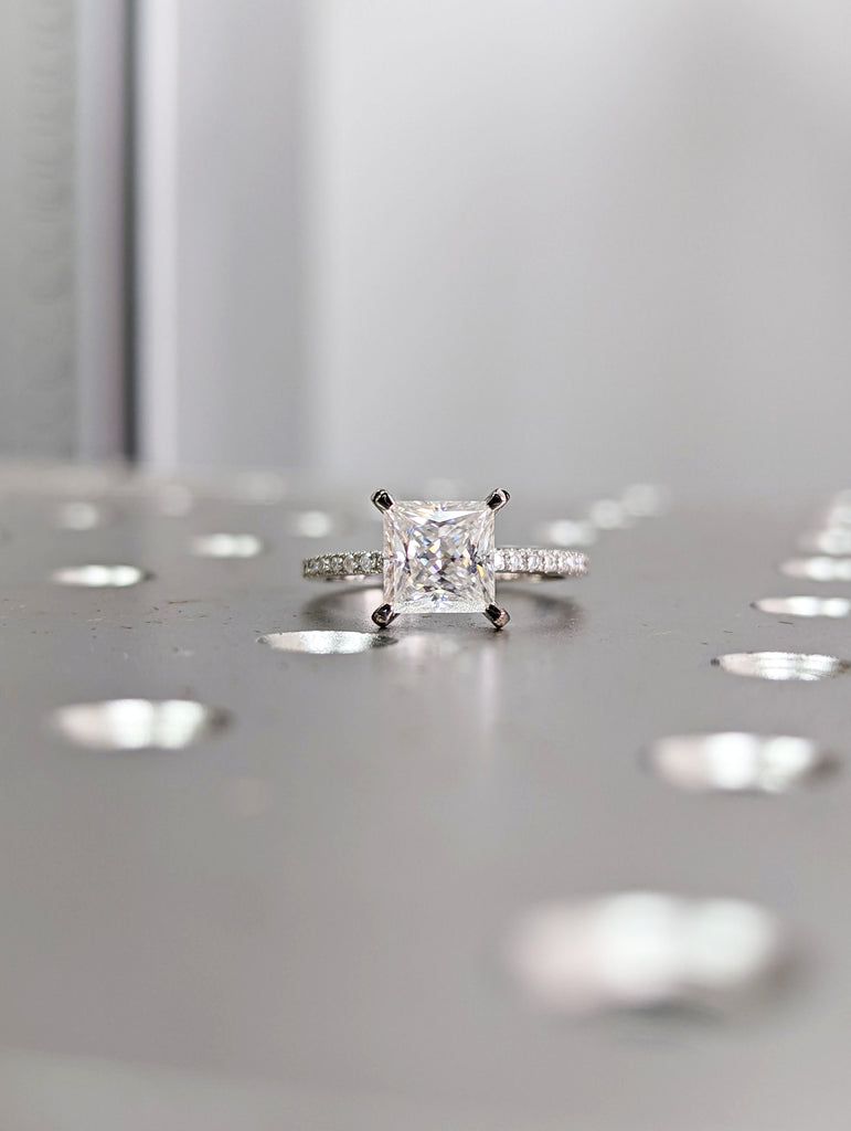 Unique Engagement Ring Princess Cut Moissanite Ring, Square Engagement Ring, Princess Square Engagement Ring, Princess Cut 1.5CT Moissanite