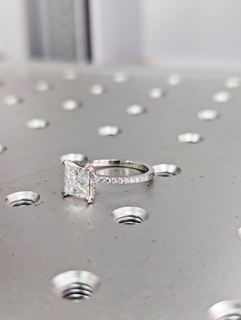 Unique Engagement Ring Princess Cut Moissanite Ring, Square Engagement Ring, Princess Square Engagement Ring, Princess Cut 1.5CT Moissanite