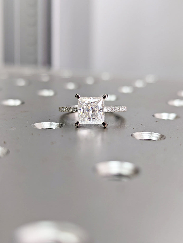 Unique Engagement Ring Princess Cut Moissanite Ring, Square Engagement Ring, Princess Square Engagement Ring, Princess Cut 1.5CT Moissanite