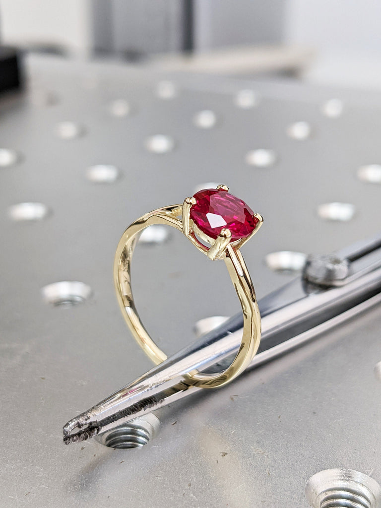 14k Gold Ruby Engagement Ring, Twisted Ruby Ring, Unique Ruby Ring, Nature Inspired Ruby Engagement Ring, 1ct Ruby Ring