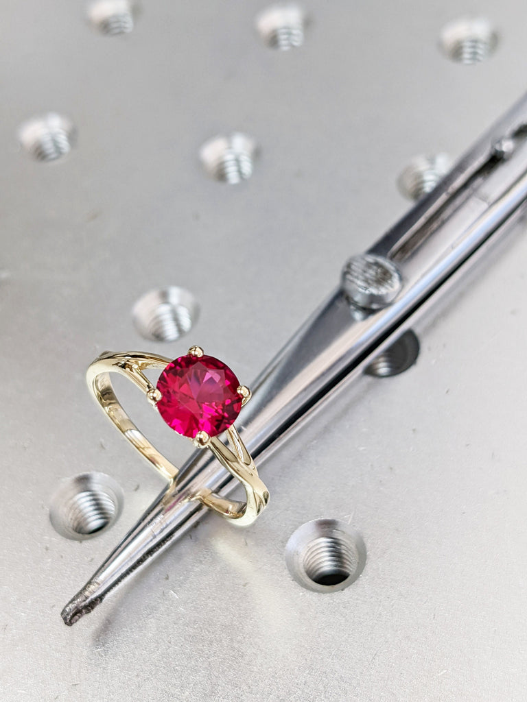 14k Gold Ruby Engagement Ring, Twisted Ruby Ring, Unique Ruby Ring, Nature Inspired Ruby Engagement Ring, 1ct Ruby Ring