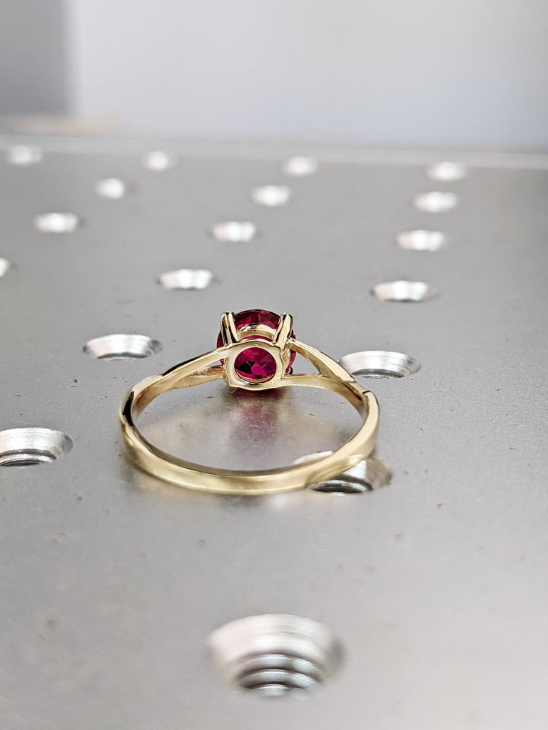 14k Gold Ruby Engagement Ring, Twisted Ruby Ring, Unique Ruby Ring, Nature Inspired Ruby Engagement Ring, 1ct Ruby Ring