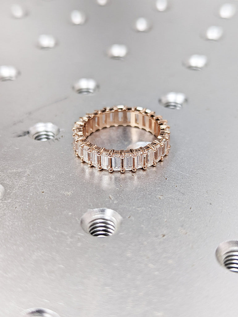 Petite Emerald Cut Diamond Simulant Eternity Band, rose gold, Diamond Simulant band, Eternity Ring, Diamond Ring, Emerald Moissanite