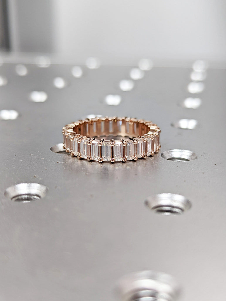 Petite Emerald Cut Diamond Simulant Eternity Band, rose gold, Diamond Simulant band, Eternity Ring, Diamond Ring, Emerald Moissanite