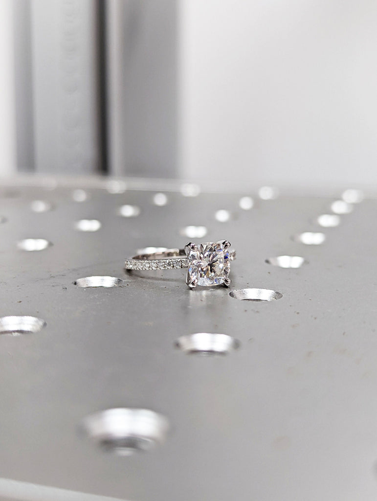 14K Solid Gold Engagement Ring /1.5CT Cushion Moissanite Diamond Wedding Ring/Moissanite Engagement Ring/Stack Ring/Promise ring/Rose gold