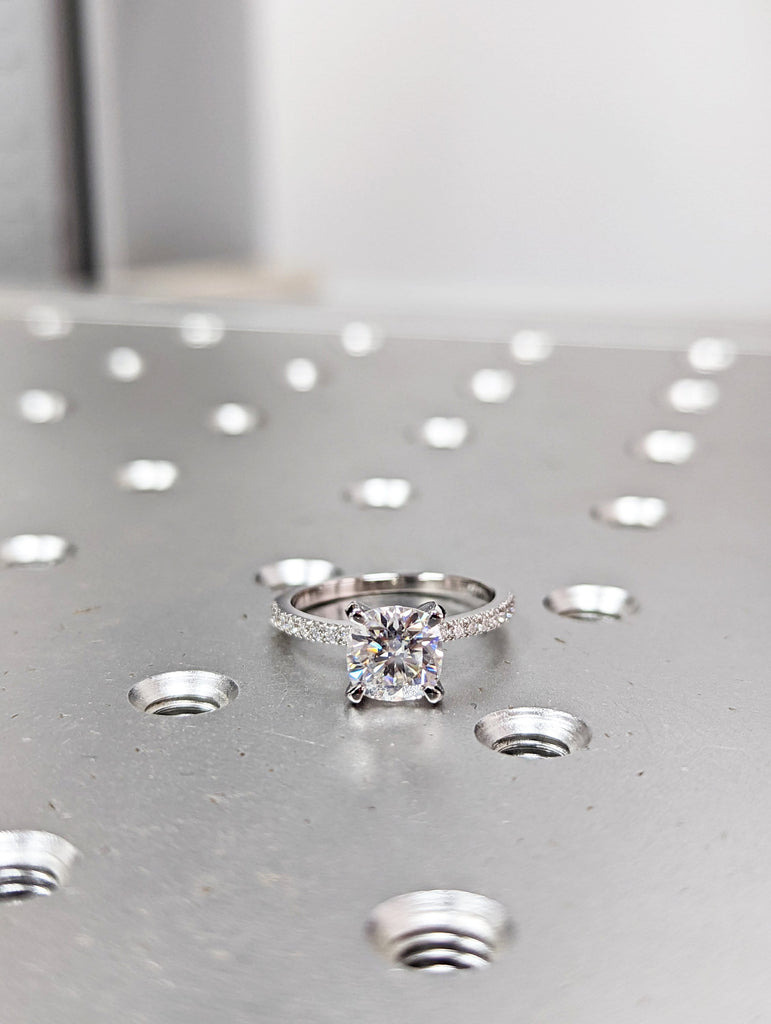 14K Solid Gold Engagement Ring /1.5CT Cushion Moissanite Diamond Wedding Ring/Moissanite Engagement Ring/Stack Ring/Promise ring/Rose gold