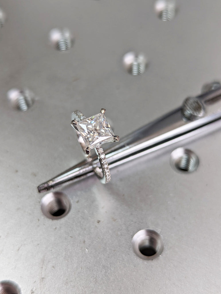 Unique Engagement Ring Princess Cut Moissanite Ring, Square Engagement Ring, Princess Square Engagement Ring, Princess Cut 1.5CT Moissanite