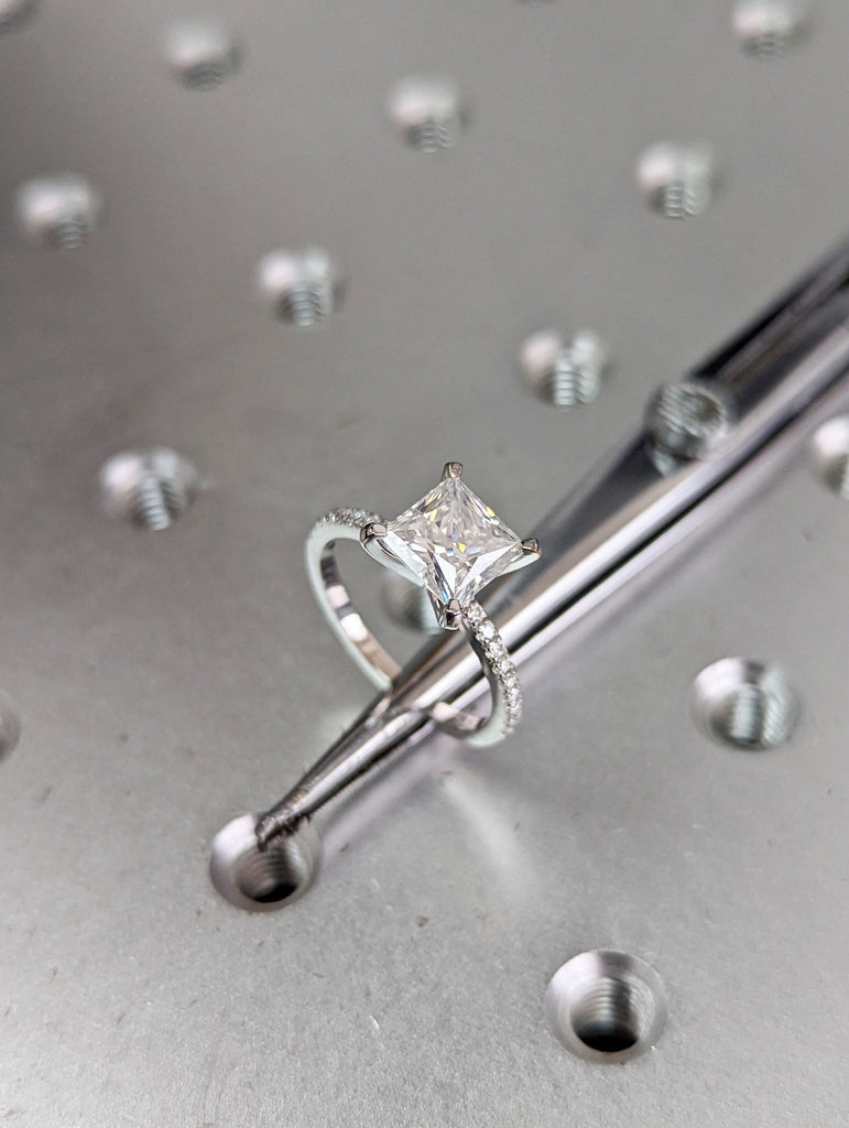 Unique Engagement Ring Princess Cut Moissanite Ring, Square Engagement Ring, Princess Square Engagement Ring, Princess Cut 1.5CT Moissanite