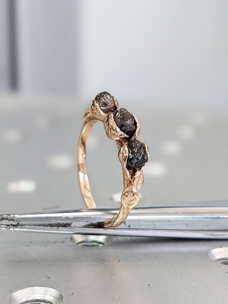 Gold Art Deco Ring, Raw Diamond Ring, Rough Diamond Ring, Promise Ring, Anniversary Ring, Uncut Diamond Ring natural diamond, Raw Ring