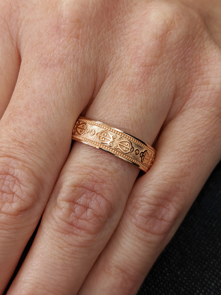 African Love Knot Ring | Wide Celtic Ring | Gold Celtic Love Knot Wedding Ring | Wide Ring | Art Deco Style mens wedding band in gold