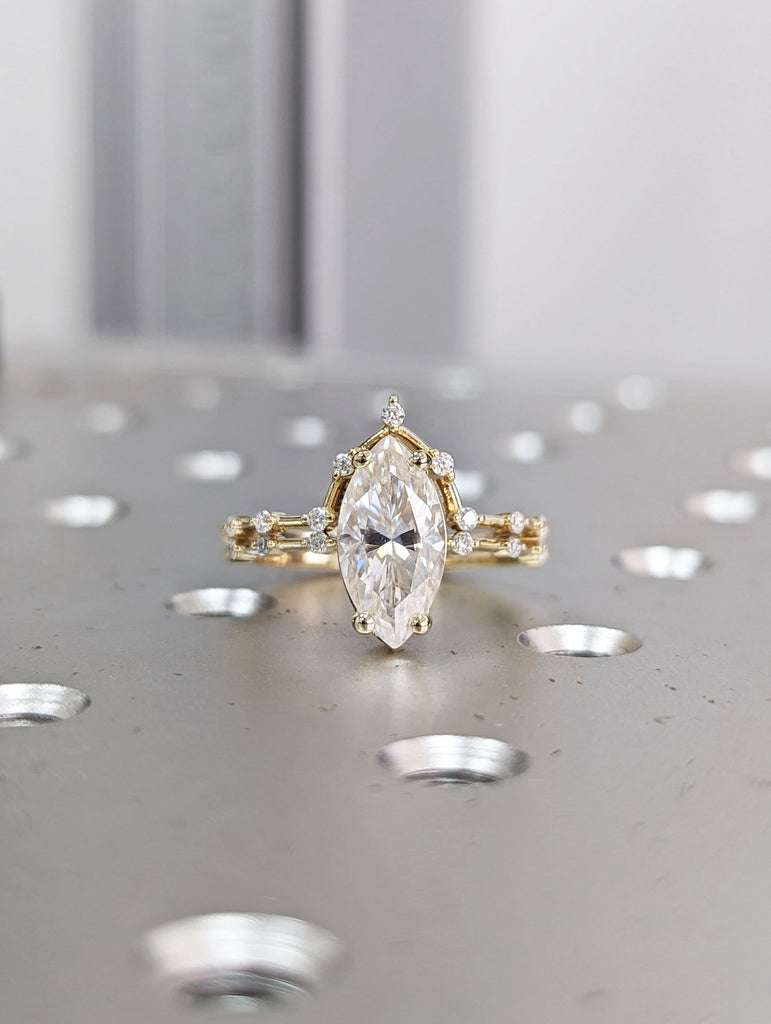 2 CT Marquise Engagement Ring, Dainty Moissanite Engagement Ring