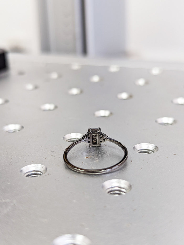 Vintage salt and pepper diamond engagement ring black gold engagement ring diamond cluster ring wedding Bridal Anniversary Baguette Cut