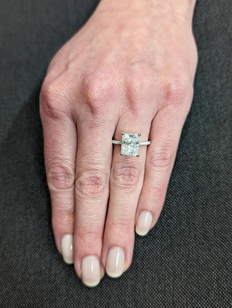 14K Solid Gold Engagement Ring /3.0CT Radiant Moissanite Diamond Wedding Ring/Moissanite Engagement Ring/Stack Ring/Promise ring/Rose gold