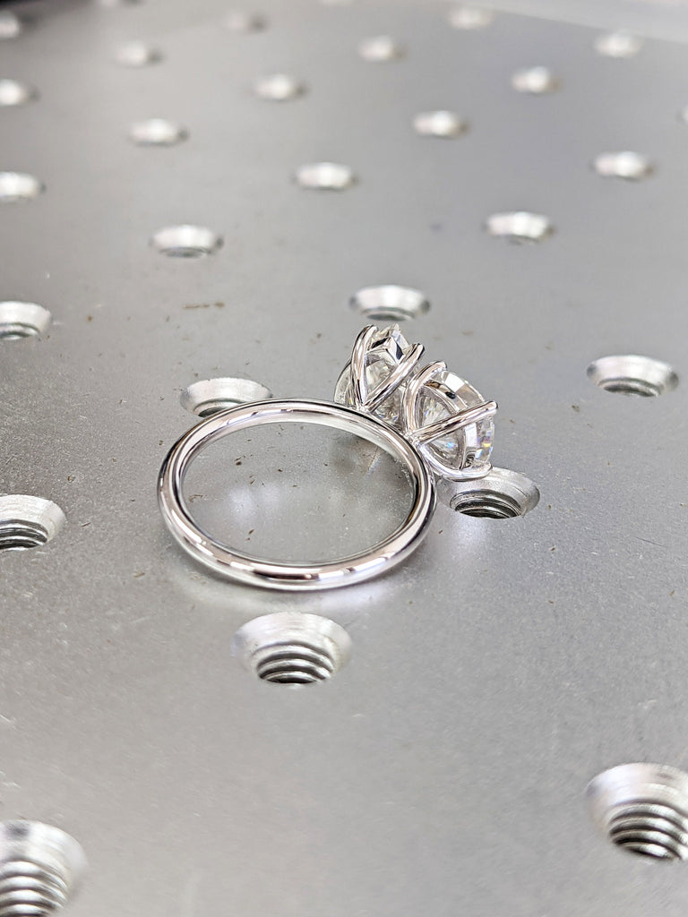2.0 Carat Double Stone Engagement Ring Pear Cut and Cushion Cut Moissanite Two Stone Wedding Ring 14K White Yellow Rose Gold