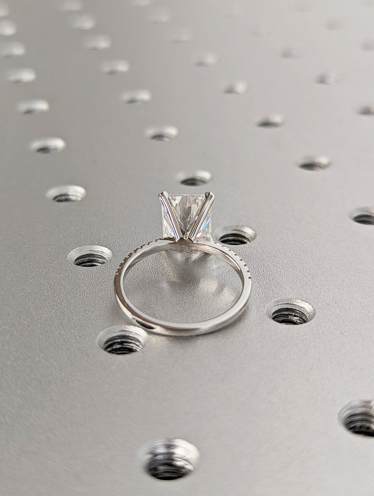 14K Solid Gold Engagement Ring /3.0CT Radiant Moissanite Diamond Wedding Ring/Moissanite Engagement Ring/Stack Ring/Promise ring/Rose gold