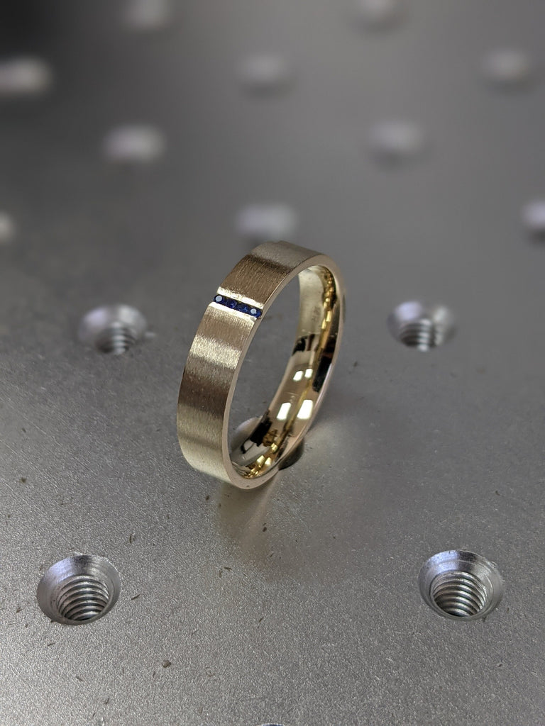 Gold Men's Sapphire Ring - Sapphire Ring Men - Sapphire Wedding Band - 5mm Band With Sapphires - Unique Mens Band - 14k Gold - Ring For Men